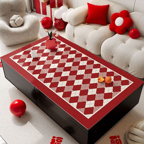 新年茶几桌布桌垫红色喜庆氛围感2024防水防油免洗桌布防烫餐桌垫