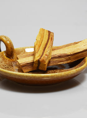 秘鲁圣木烧盘托盘摆件水晶消磁碗白鼠尾草燃烧净化器皿陶瓷烧盘