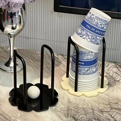 纸杯架一次性杯子取杯器中古亚克力家用收纳置物架桌面咖啡放置架