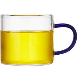 主人杯品杯 玻璃茶杯耐高温带把小杯子家用品茗杯单只功夫茶具套装