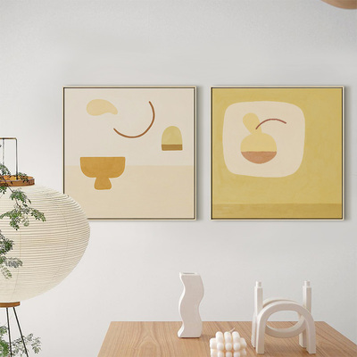 清新简约客厅装饰画北欧风餐厅挂画创意沙发背景墙抽象方形艺术画