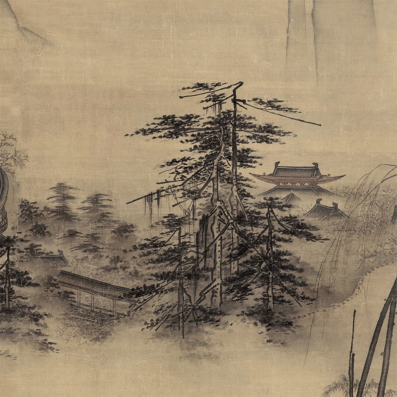 南宋马远踏歌图古代山水画卷轴国画名画复制品仿古画字画中式挂画