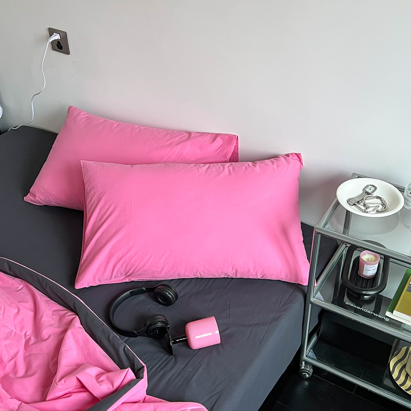 枕山栖谷 高级感纯色全棉枕套一对装纯棉枕芯套成人48x74cm枕头套