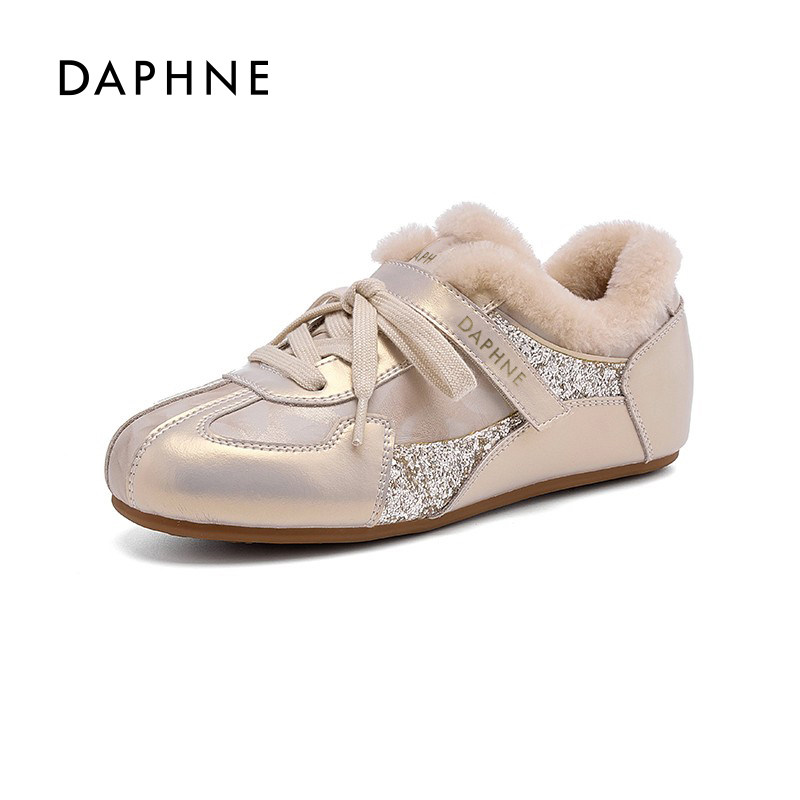 达芙妮女复古德训鞋加绒保暖百搭