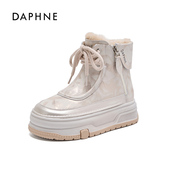 Daphne 加绒加厚保暖防水短 冬季 达芙妮女鞋 厚底雪地靴2025新款