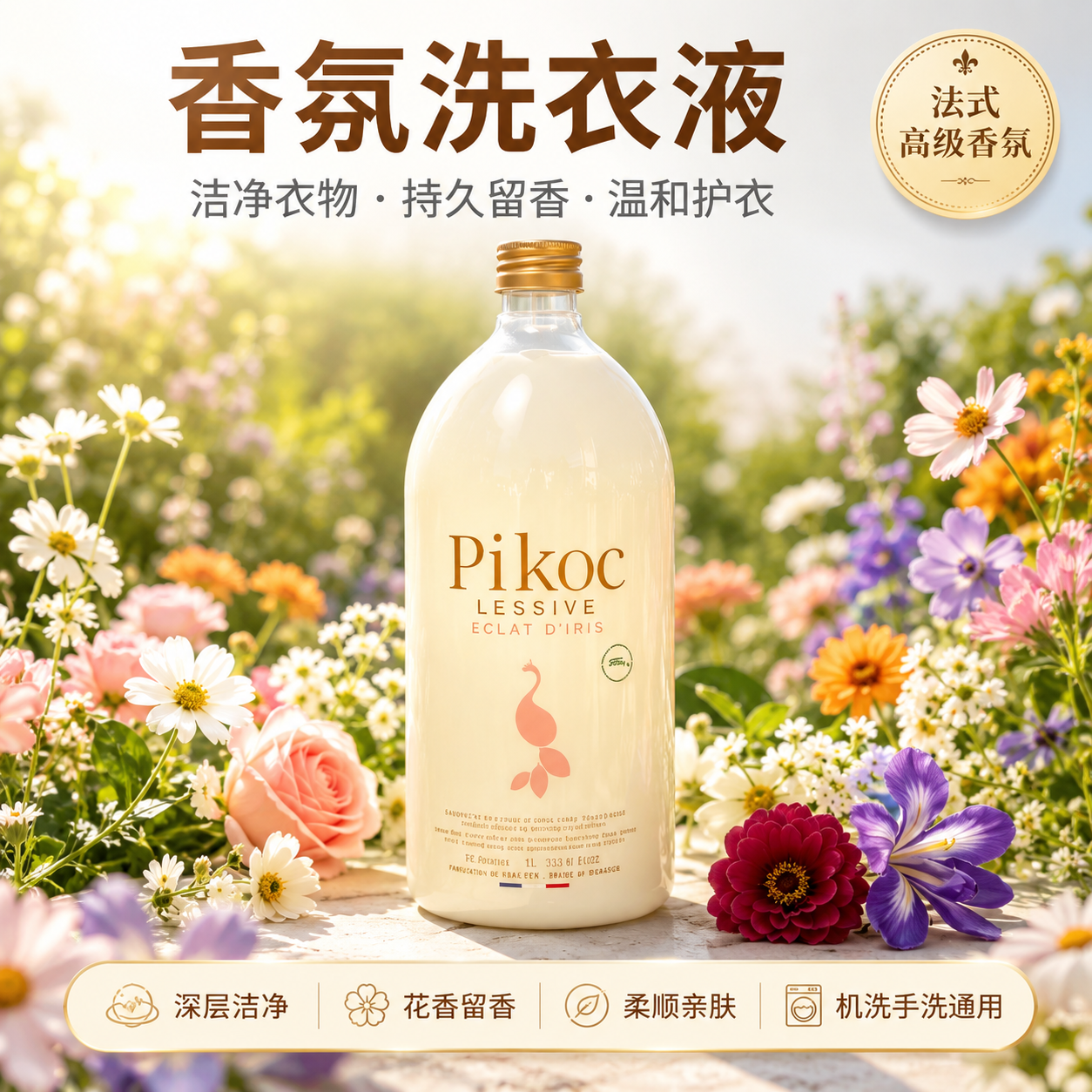 旗舰店 Pikoc法国原装进口香水香氛洗衣液柔顺香味持久留香72小时