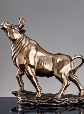 创意个性生肖金牛摆件华尔街牛气冲天办公室老板桌U面装饰开业礼