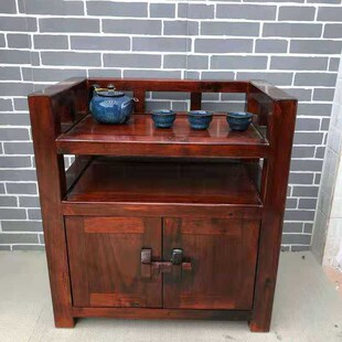 餐边柜 船木茶水柜客厅实木储物柜茶叶柜多层架客厅家用办公新中式