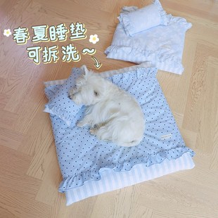 通用防滑睡垫趴趴垫夏凉猫窝宠物窝带枕头 花边狗窝垫子可拆洗四季