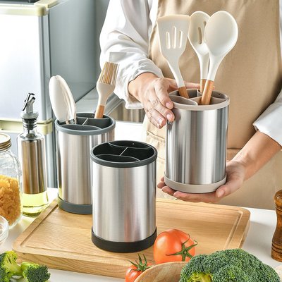 创意可旋转厨具收纳筒厨房台面收纳置物架家用筷子笼餐具收纳桶