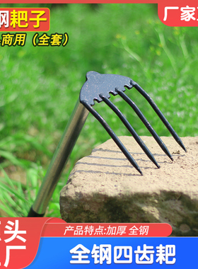 农用钢耙多齿耙子三齿四齿耙赶海翻地刨红薯花生除草家用抓钩耙子