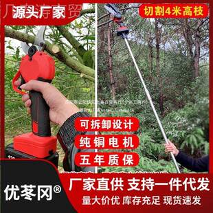 缩锂电池高枝电动锯伸长果杆锯充电DNI式电锯高空修剪园树枝修枝
