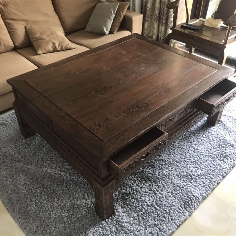 红木家具鸡翅木茶几全实木大茶几角几中式原木客厅茶桌沙发平几