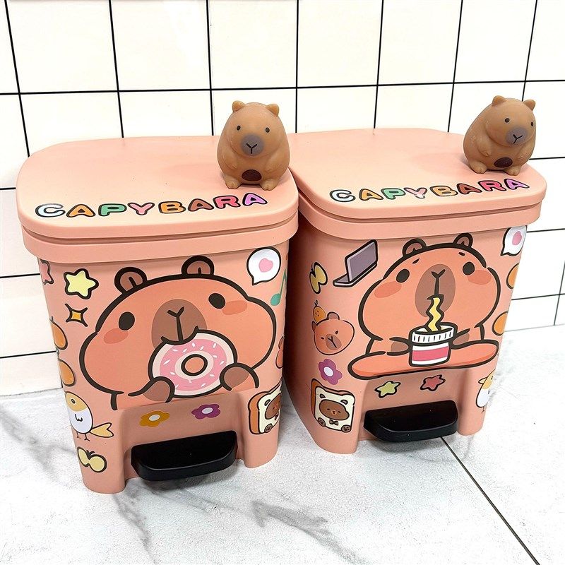 卡皮巴拉卡通垃圾桶家用2024新款客厅可爱高颜值儿童少女卧室女孩