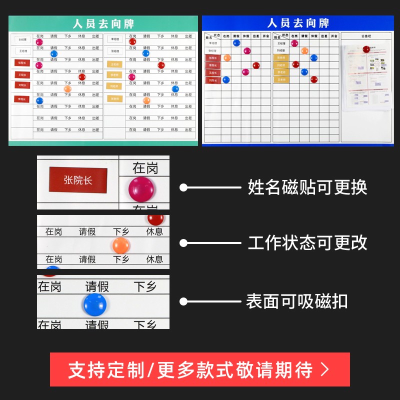 去向牌可吸磁性宿舍标示牌告知牌公告栏表办公室门牌人员去向牌公