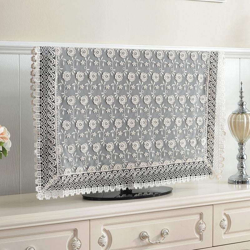 欧式蕾丝电视机盖布绣花55寸电视防尘布家用简约电视机罩盖巾42寸