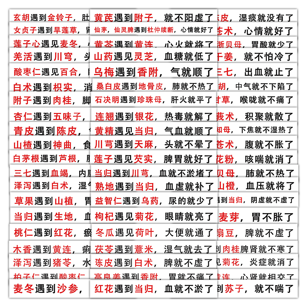 180张中药配伍贴纸医学记忆学习