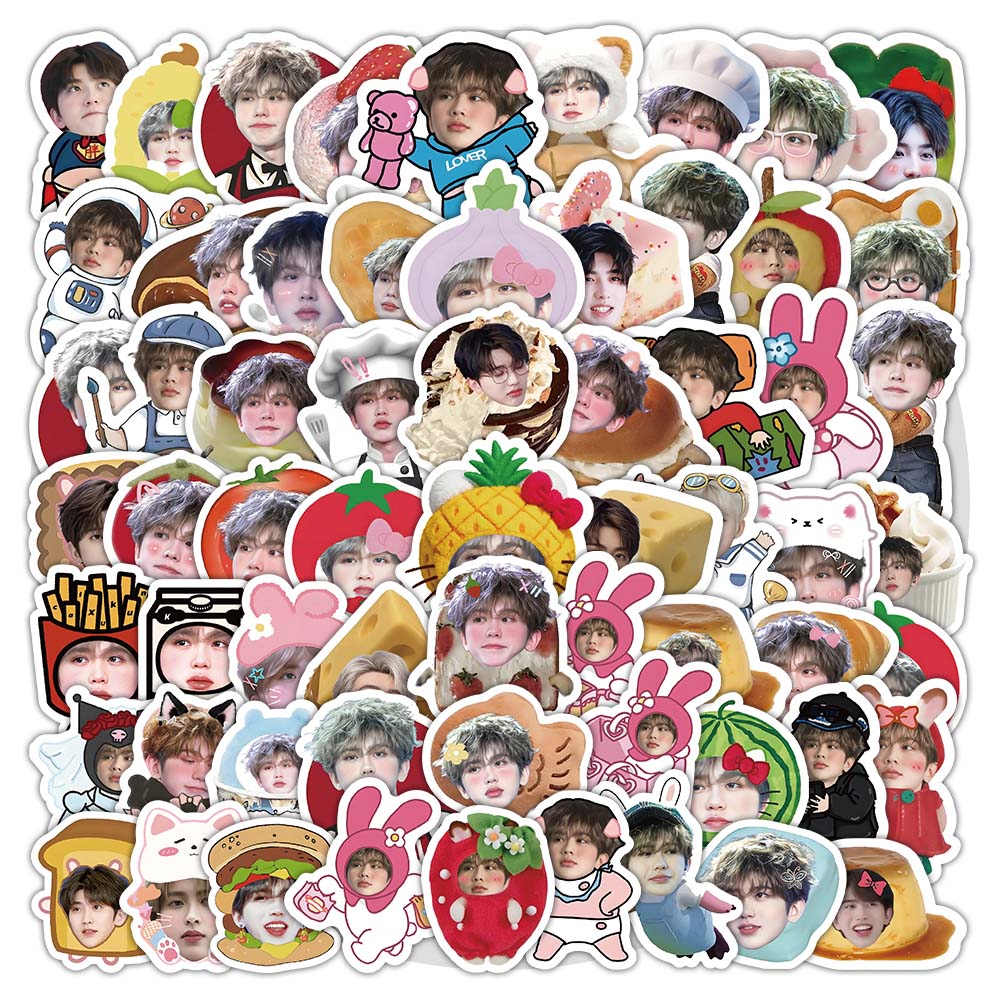 206张蔡徐坤合集贴纸男明星周边Q版可爱大头贴装饰手账防水贴画
