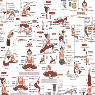 网红爆款瑜伽体式贴纸练习笔记贴纸简单易学减肥塑形训练装饰贴画