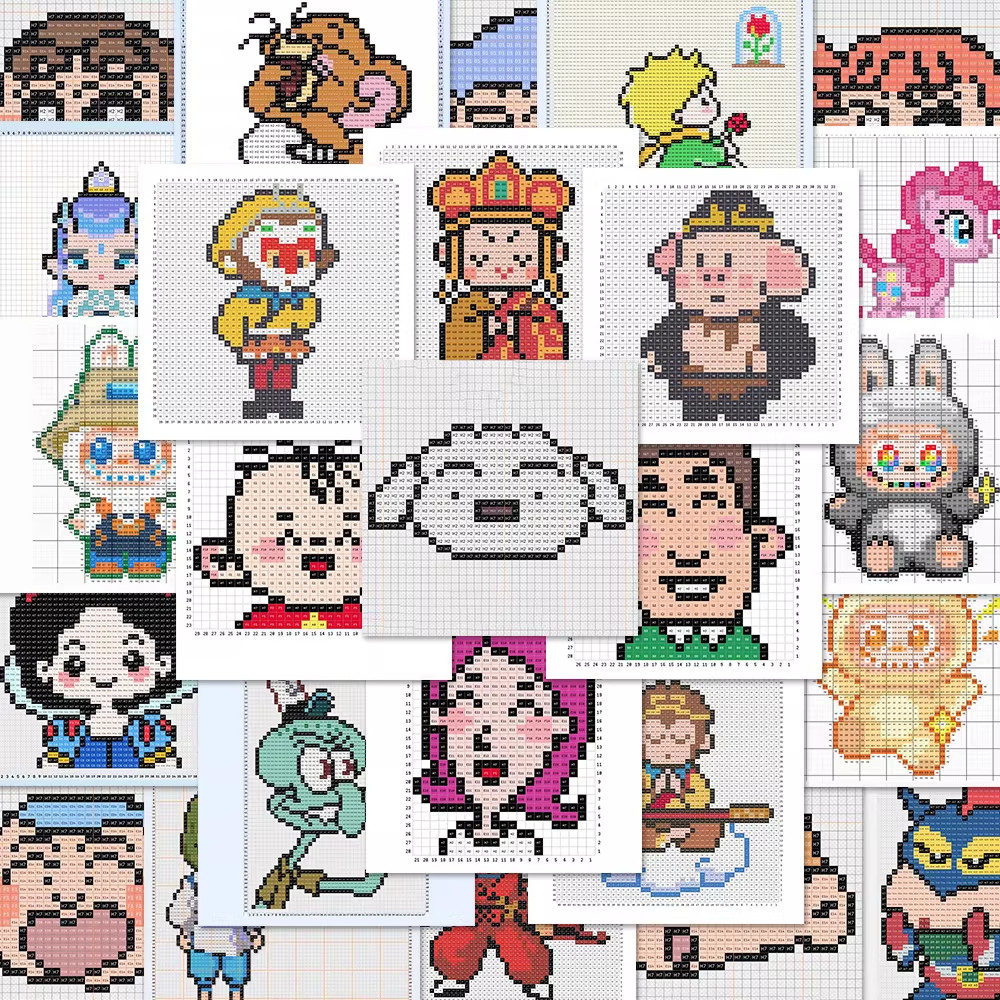 476张拼豆图纸贴纸像素制作拼豆笔记本素材手机壳图纸装饰贴画diy