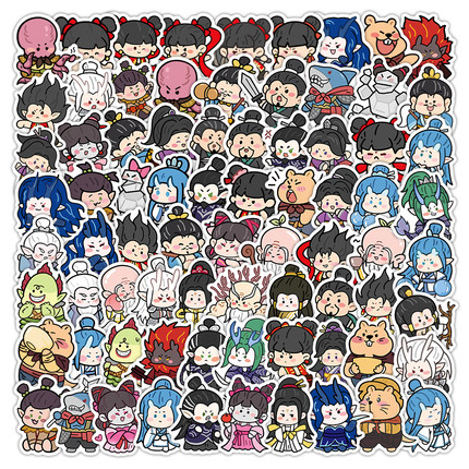 103张那咤闹海贴纸可爱卡通人物儿童装饰手机笔记本电脑防水贴画