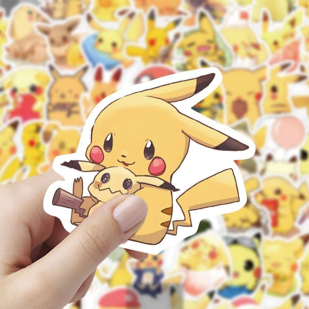 爆款皮卡丘精灵贴纸宝可梦卡通可爱防水涂鸦装饰手账diy手机贴画