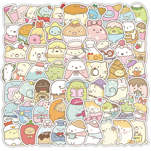 206张墙角落里 饰小贴画手帐贴纸 生物涂鸦贴纸可爱墙手机水杯装