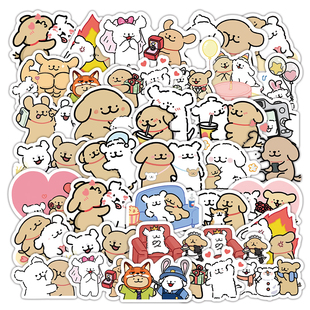 108张济斯小狗的恋爱日常合照贴纸可爱卡通手账装饰笔记本粘贴画