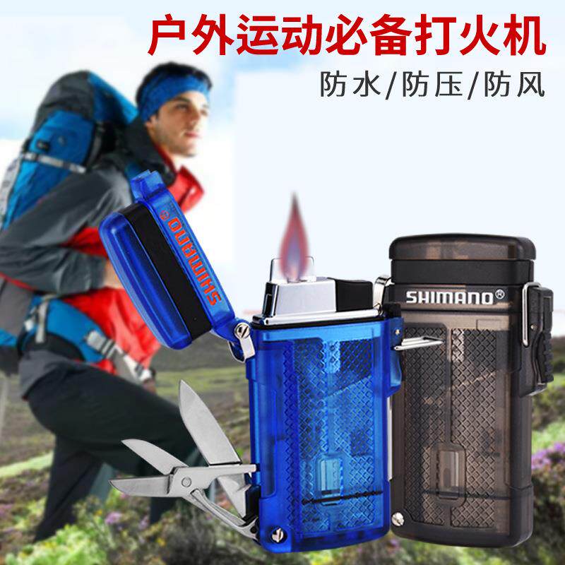 新款透明塑料防水打火机充气红焰点火器户外涉水野营随身便携