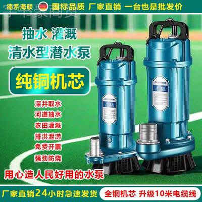 上海泵国标潜水扬农用220V人民家程用农田灌溉抽水泵流量高大SAM