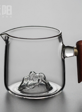 禾阳 玻璃侧把公道杯木柄耐高温公杯家用分茶倒茶器茶海功夫茶具
