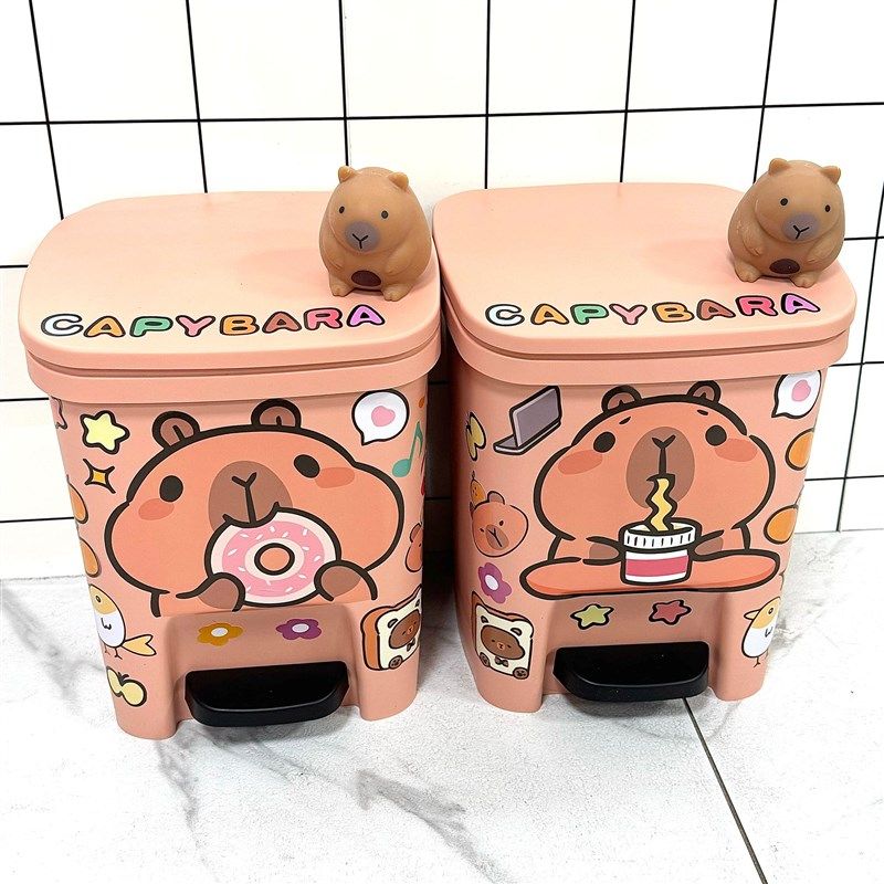 卡皮巴拉卡通垃圾桶家用2024新款客厅可爱高颜值儿童少女卧室女孩