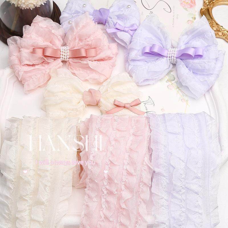 6cm宽奶油风超仙花边布筒手工diy小公主蝴蝶结发饰材料饰品辅料