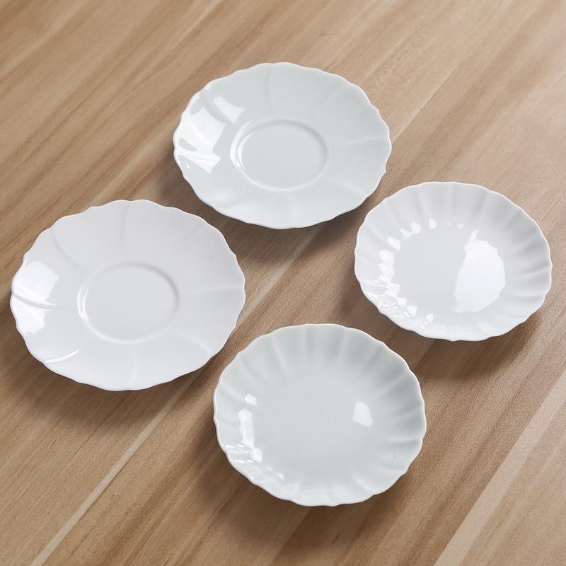 德化功夫茶具配件陶瓷杯垫茶道杯托白瓷影青釉点心盘隔热垫定制