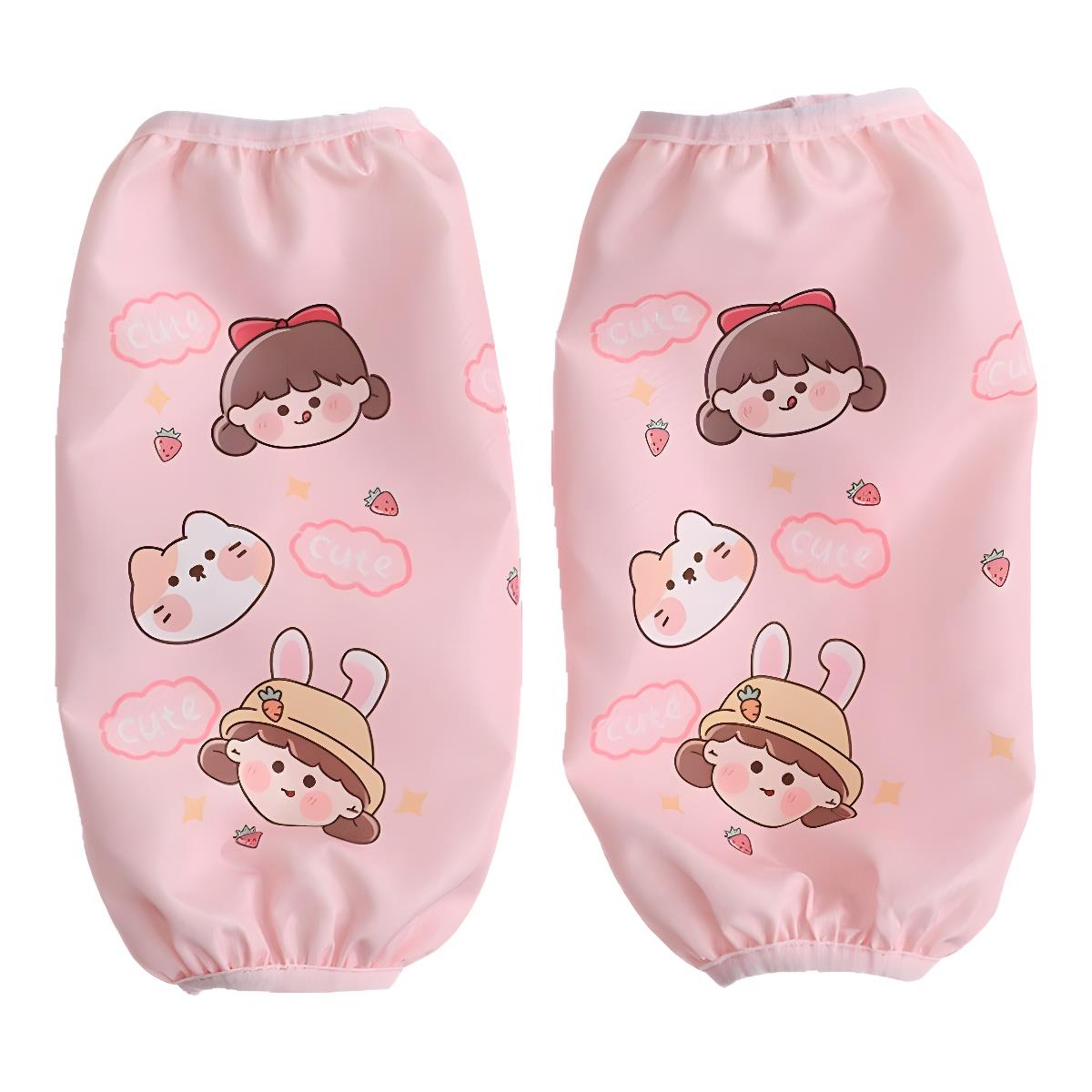 韩国卡通袖套女秋冬季学生成人长款厨房衣服护袖耐脏袖头加长款