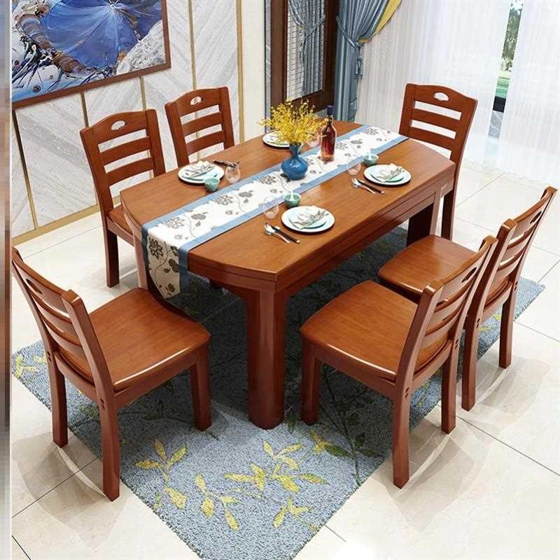 福州实木餐桌椅组合简约现代折叠伸缩两用餐桌家用吃饭桌子小户型