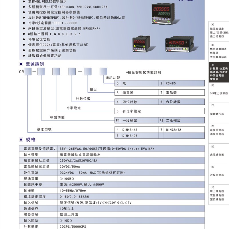 厂家直销CR4/CR6/CR7-P1/P2/S4/S6-R0系列多功能计数器/长度计
