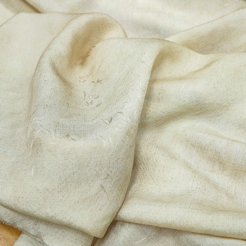 【脏杏色】天然柞蚕丝脏染工y艺手工炒色布料复古非遗设计师面料