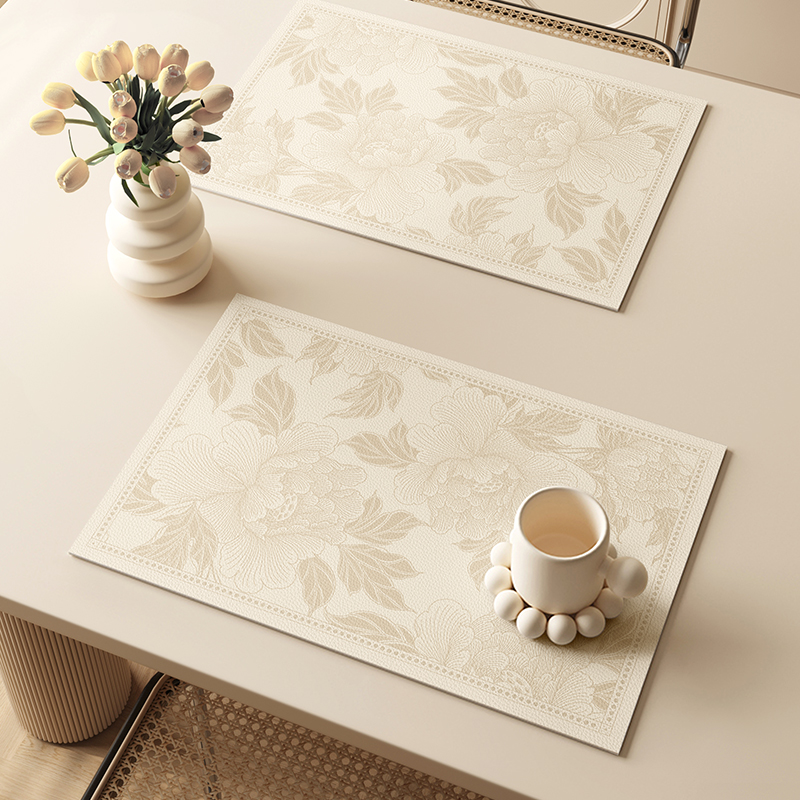 法式轻奢高级感防水防油防烫西餐垫家用免洗皮革耐脏Y隔热餐桌垫