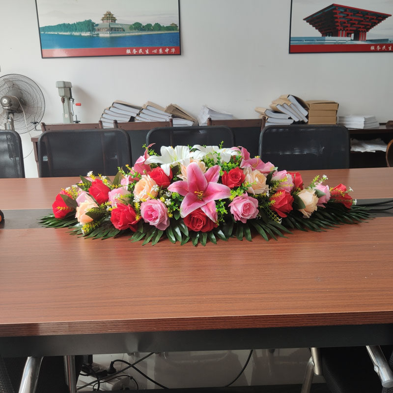 仿真花会议桌花台面假花长桌整体商务礼仪演讲台签到台花摆设装饰