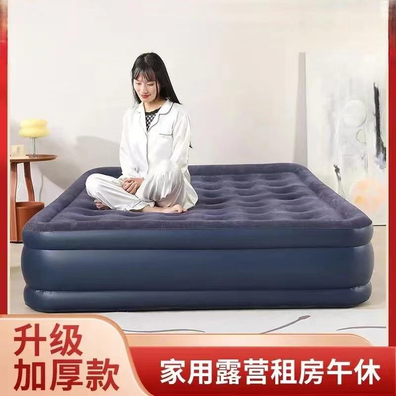 现货充气植绒床高档双层加厚气垫户外课折叠充气床家用双人懒人床