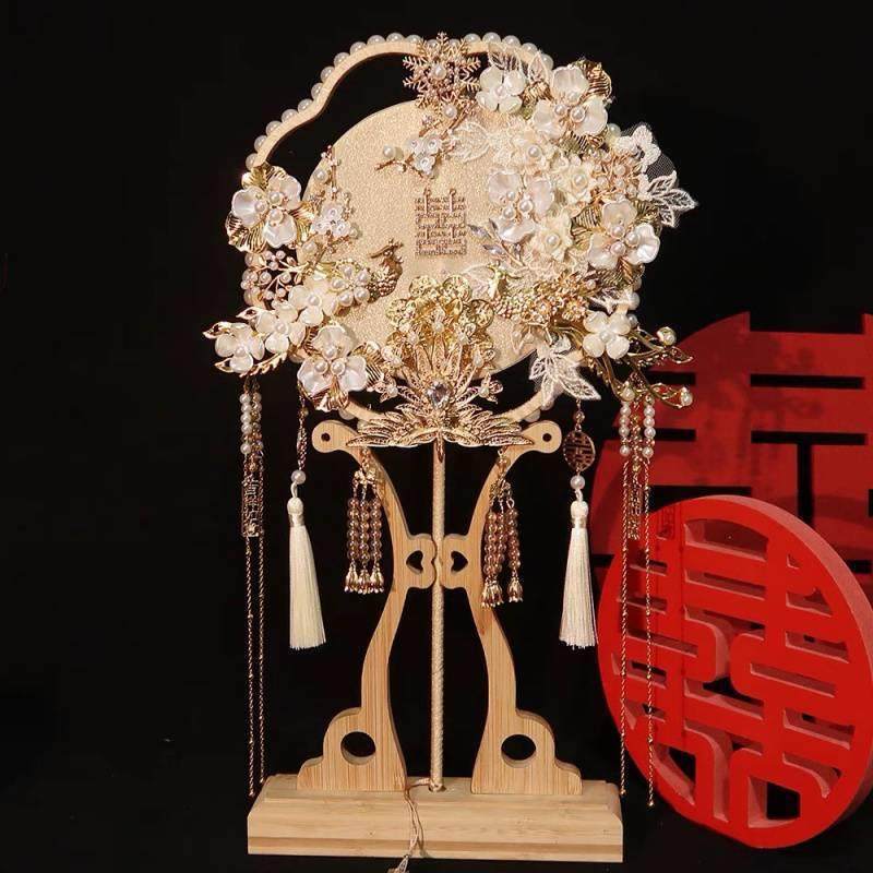 团扇结婚新娘材料手工喜扇秀禾服婚礼中式高级出嫁成品扇子一件