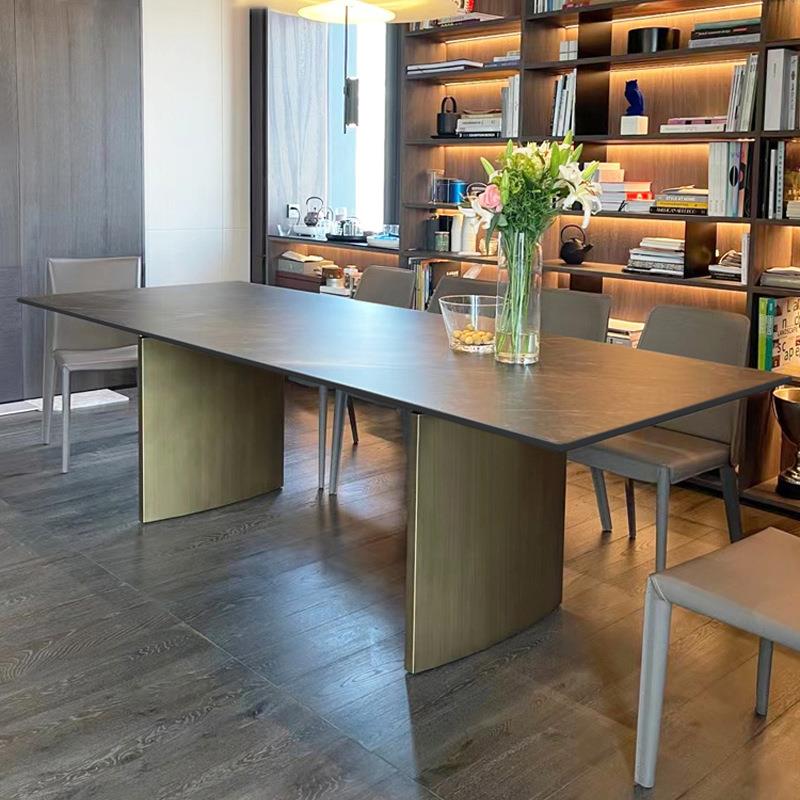 意式极简德利丰岩板餐桌轻奢家用现代简约高端设计别墅饭桌会议桌