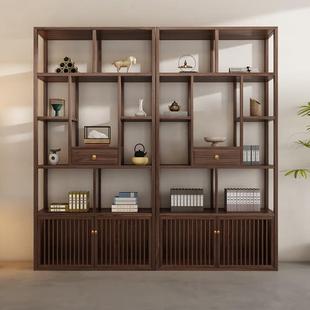 宋代美学多宝格博古架中式置物落地一体靠墙茶架收纳展示柜摆件柜