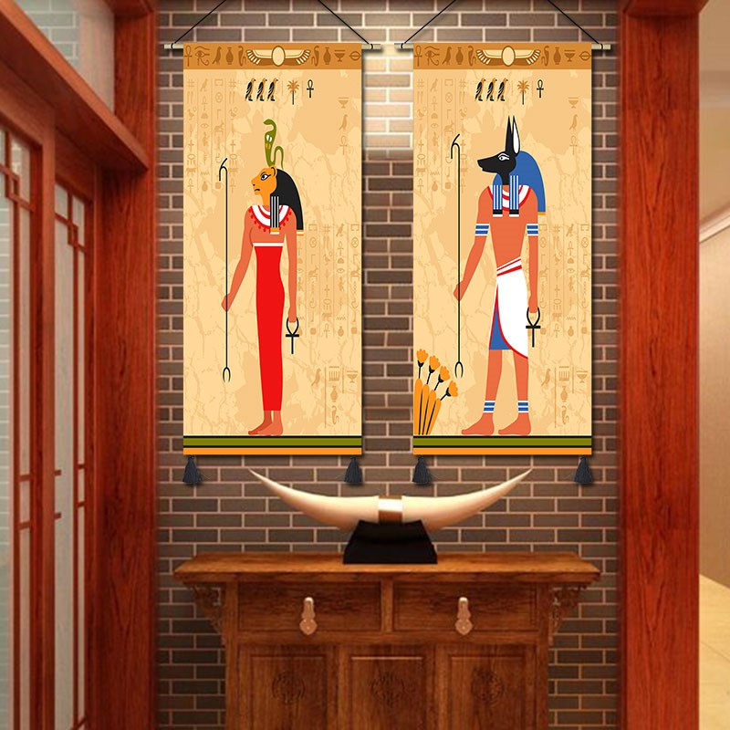 埃及挂画布艺异域风情挂毯卧室客厅装饰画电表箱遮挡布复古壁画布图片