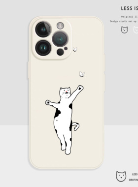捉蝴蝶猫猫硅胶手机壳iphone17手机壳苹果16promax情侣保护套15卡通14新款可爱13搞怪12适用华为p70任意机型