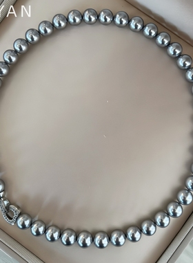 真多麻珍珠项链女天然母贝灰色珍珠颈链官方正品轻奢名媛小众锁骨