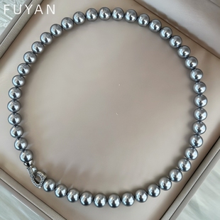 真多麻珍珠项链女天然母贝灰色珍珠颈链官方正品轻奢名媛小众锁骨