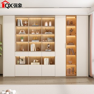 去客厅化组合书柜储物柜书架一体整墙到顶书房玻璃门展示柜子F73