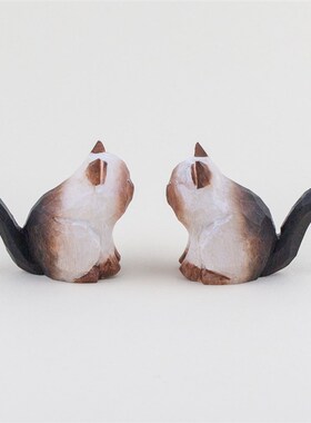 纯手工暹罗猫咪木雕桌面小摆件居家饰品木质雕刻装饰礼物可爱礼盒